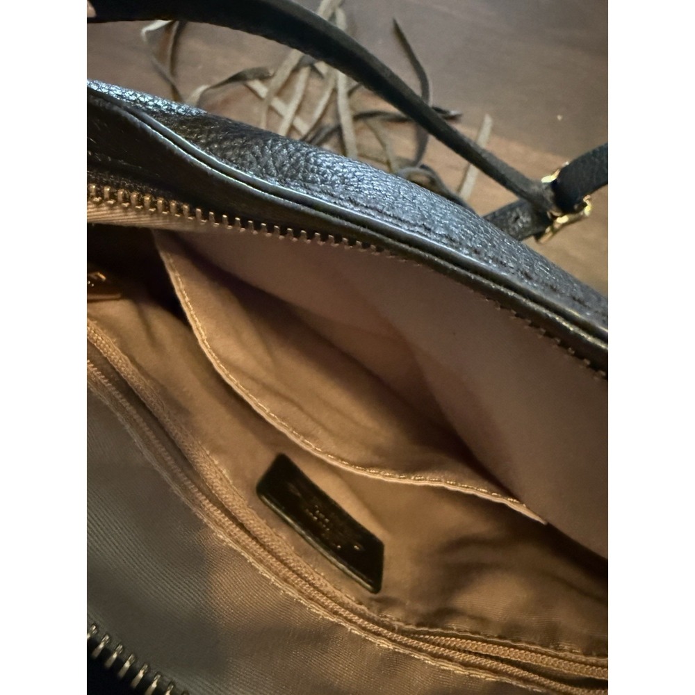 Lauren Ralph Lauren Fringe Fleetwood Hobo Bag Purse Black Leather  Bohemian - Picture 13 of 15
